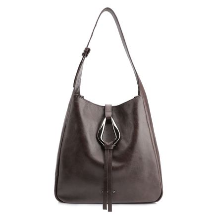 Bolsa Hobo Fivela - Couro Estonado Marrom
