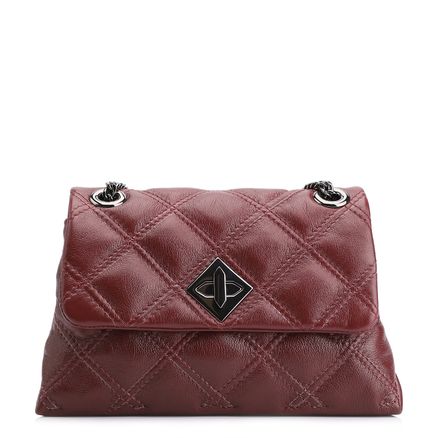Bolsa De Ombro Matelassê - Couro Vinho