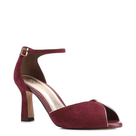 Peep Toe - Couro Nobuck Vinho