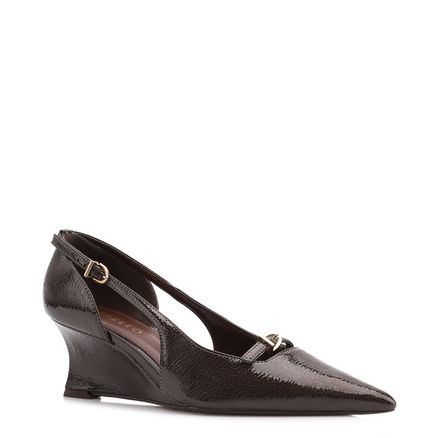Scarpin Anabela - Alt Verniz Marrom Escuro