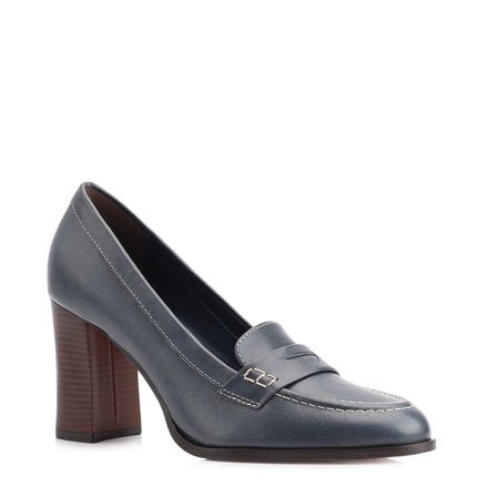 Mocassim Salto - Couro Azul
