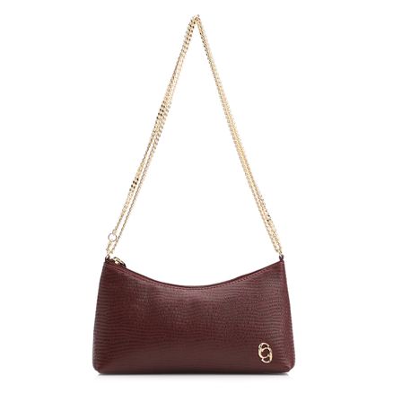 Bolsa De Ombro Correntes - Couro Lezard Vinho