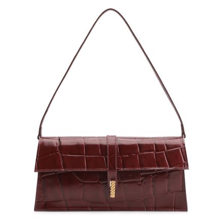 Bolsa De Ombro - Couro Maxi Croco Vinho