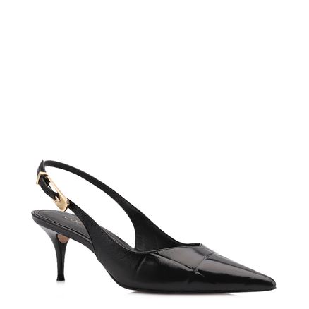 Scarpin - Couro Maxi Croco Preto