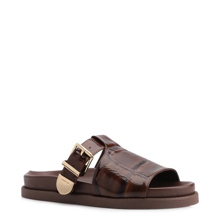 Papete - Couro Maxi Croco Marrom
