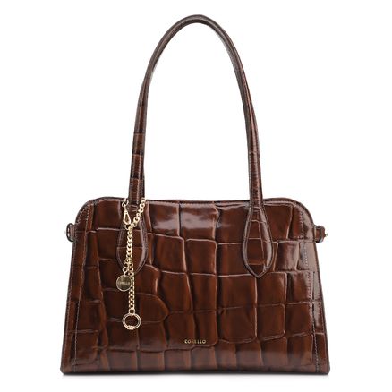 Bolsa Tote - Couro Maxi Croco Marrom