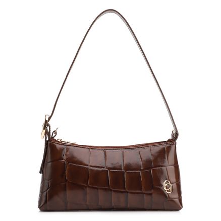 Bolsa Transversal - Couro Maxi Croco Marrom