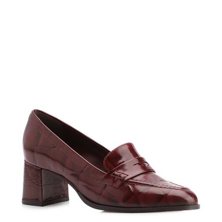 Mocassim - Couro Maxi Croco Vinho