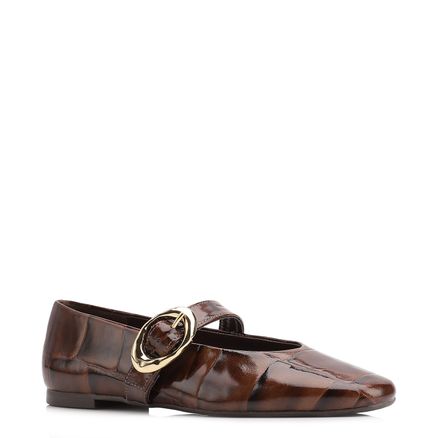 Sapatilha - Couro Maxi Croco Marrom