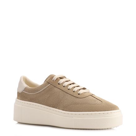 Tênis Flatform - Couro Camurça Bege