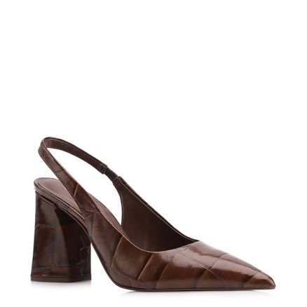Scarpin - Couro Maxi Croco Marrom