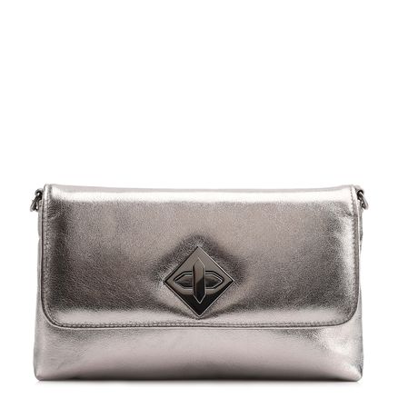 Bolsa Transversal - Couro Metal Prata