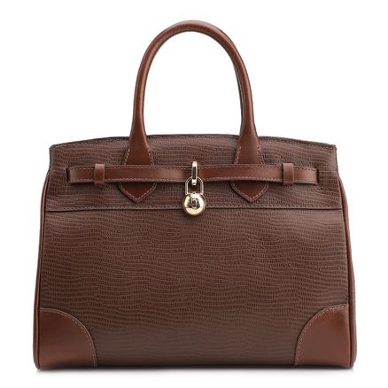 Bolsa Tote - Couro Lezard Marrom/Couro Marrom