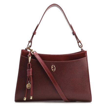 Bolsa De Ombro - Couro Lezard Vinho /Couro Vinho