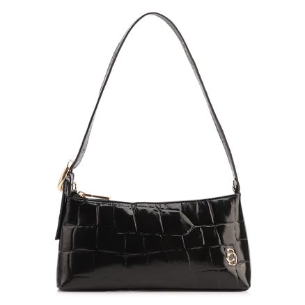 Bolsa Transversal - Couro Maxi Croco Preto