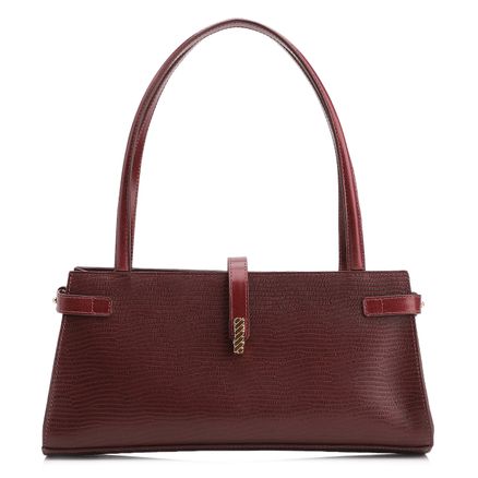 Bolsa De Ombro - Couro Lezard Vinho /Couro Vinho