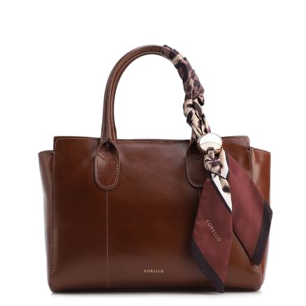 Bolsa Tote Lenço - Couro Marrom