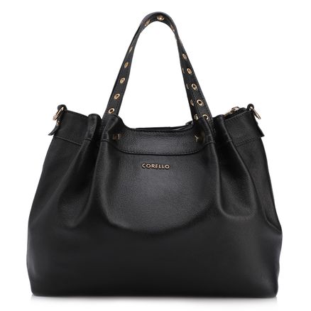 Bolsa Tote Ilhós - Couro Preto