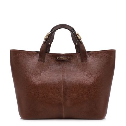 Bolsa Tote - Grande Couro Antique Marrom Fecho Magnetico