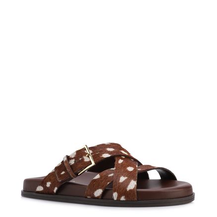 Papete - Aninal Print Couro Nobuck Floater Pelo Fivela Dourada