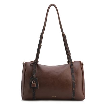 Bolsa Tote - Grande Couro Marrom Alça Monograma