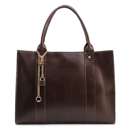 Bolsa Tote - Marrom Grande Couro Cadeado