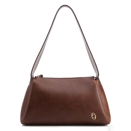 Bolsa De Ombro - Grande Marrom Couro Antique Aplicação