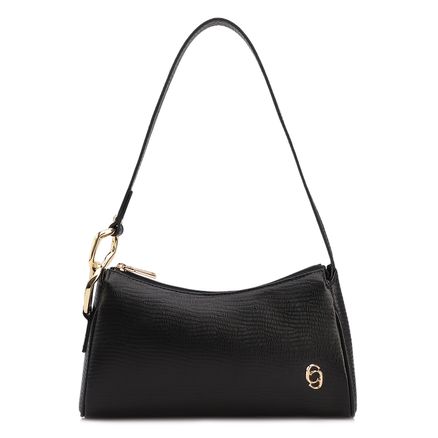 Bolsa De Ombro - Couro Lezard Preto