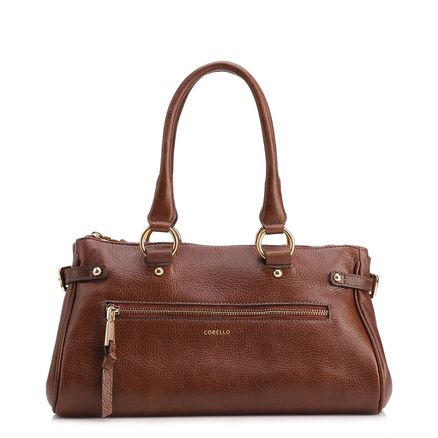 Bolsa Tote - Média Couro Antique Marrom Zíper Frontal