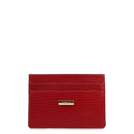 Porta Cartão - Vermelho Couro New Lezard