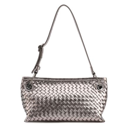 Bolsa Tote - Grande Couro Prata Tressê Argola