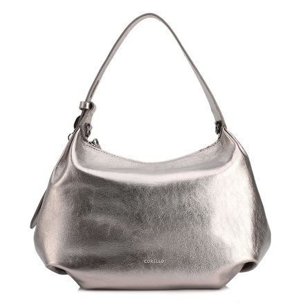 Bolsa Hobo -  Média Couro Prata Pingente Lateral