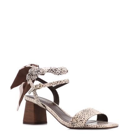 Sandália - Animal Print Salto Bloco Médio Alt Lenço Python Off White