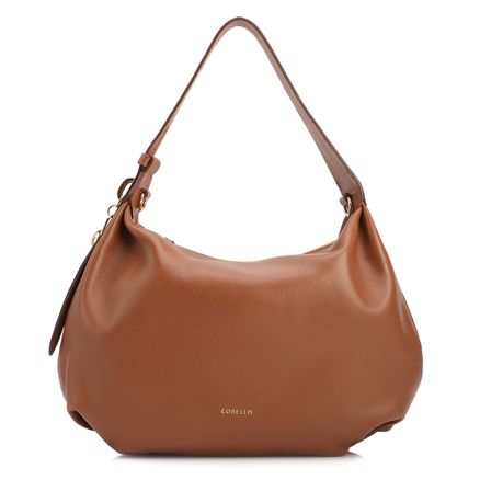 Bolsa Hobo - Média Couro Marrom Claro Pingente Lateral
