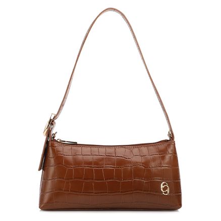 Bolsa De Ombro - Couro Croco Caramelo